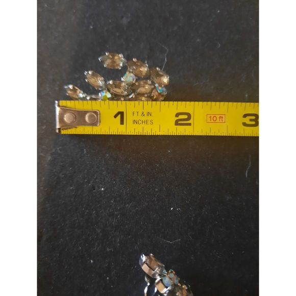 Vintage Clip On Earring Brooch Set Made in Germany Sparkling Rhinestones - Picture 9 of 10